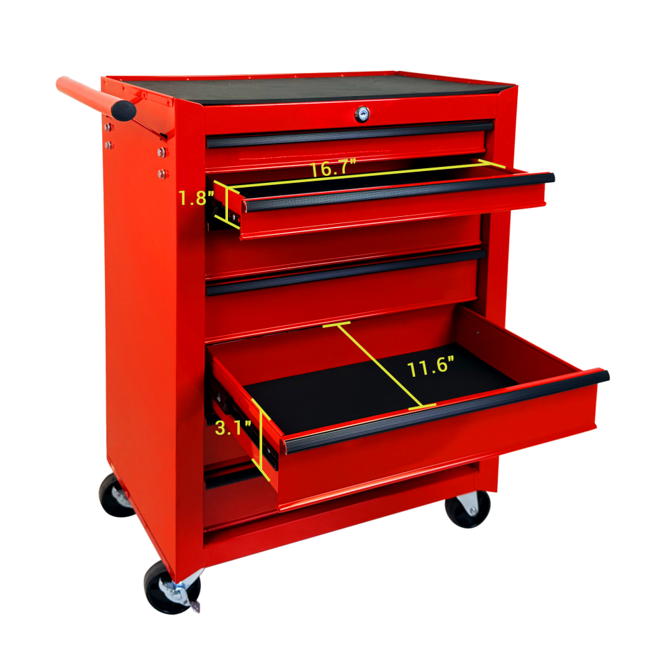 20-Inch Rolling Metal Tool Chest with 7 Drawers - Red