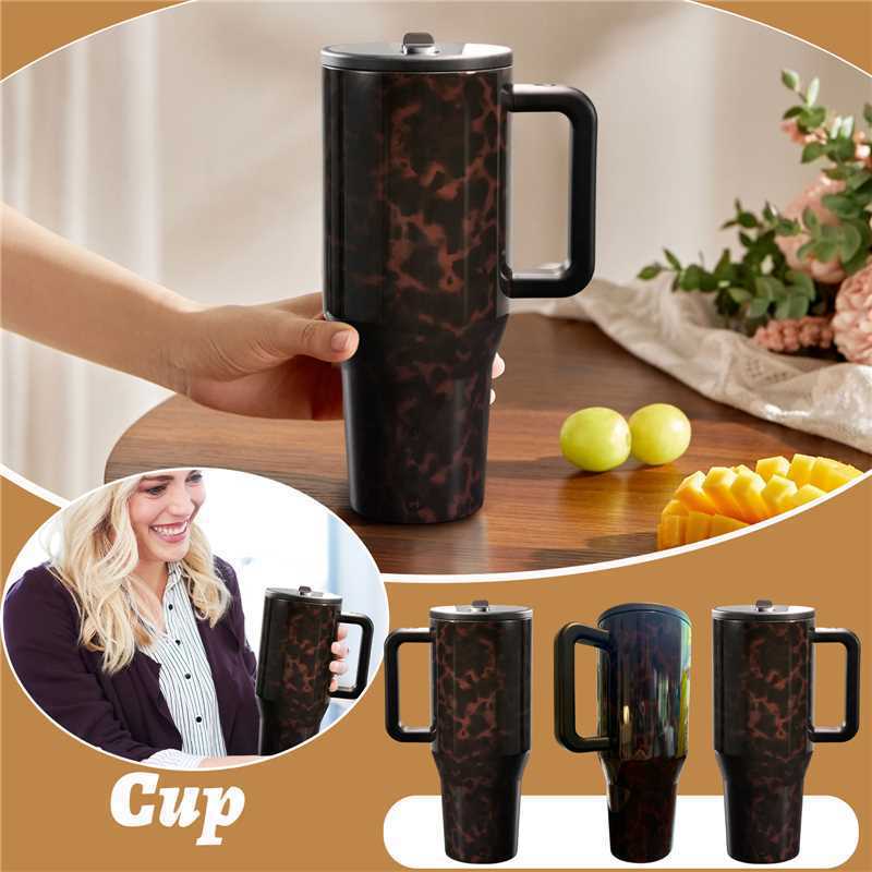 304 Stainless Steel Insulated Travel Mug with Handle and Straw