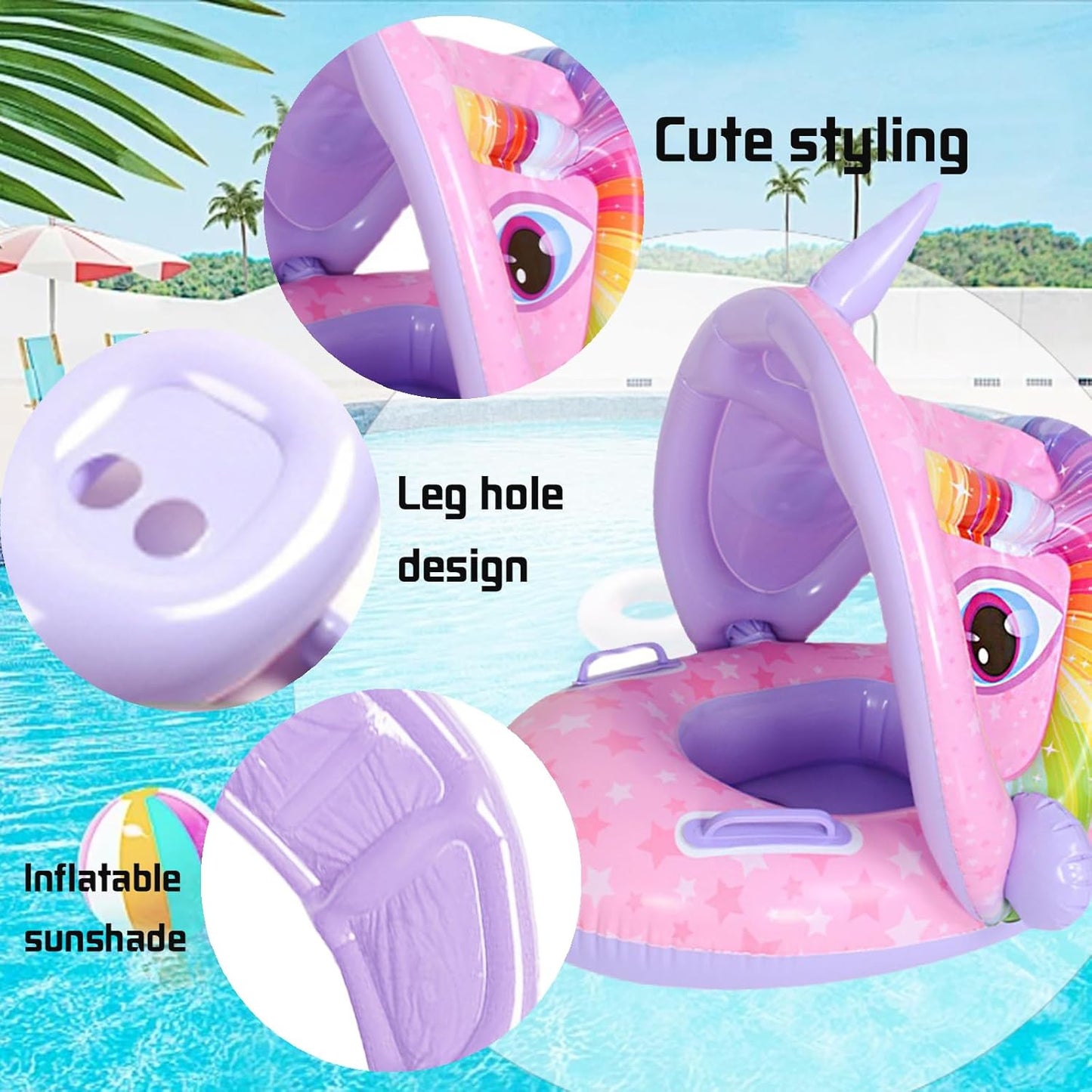 Baby Swimming Ring with Adjustable Safety Seat - Pink