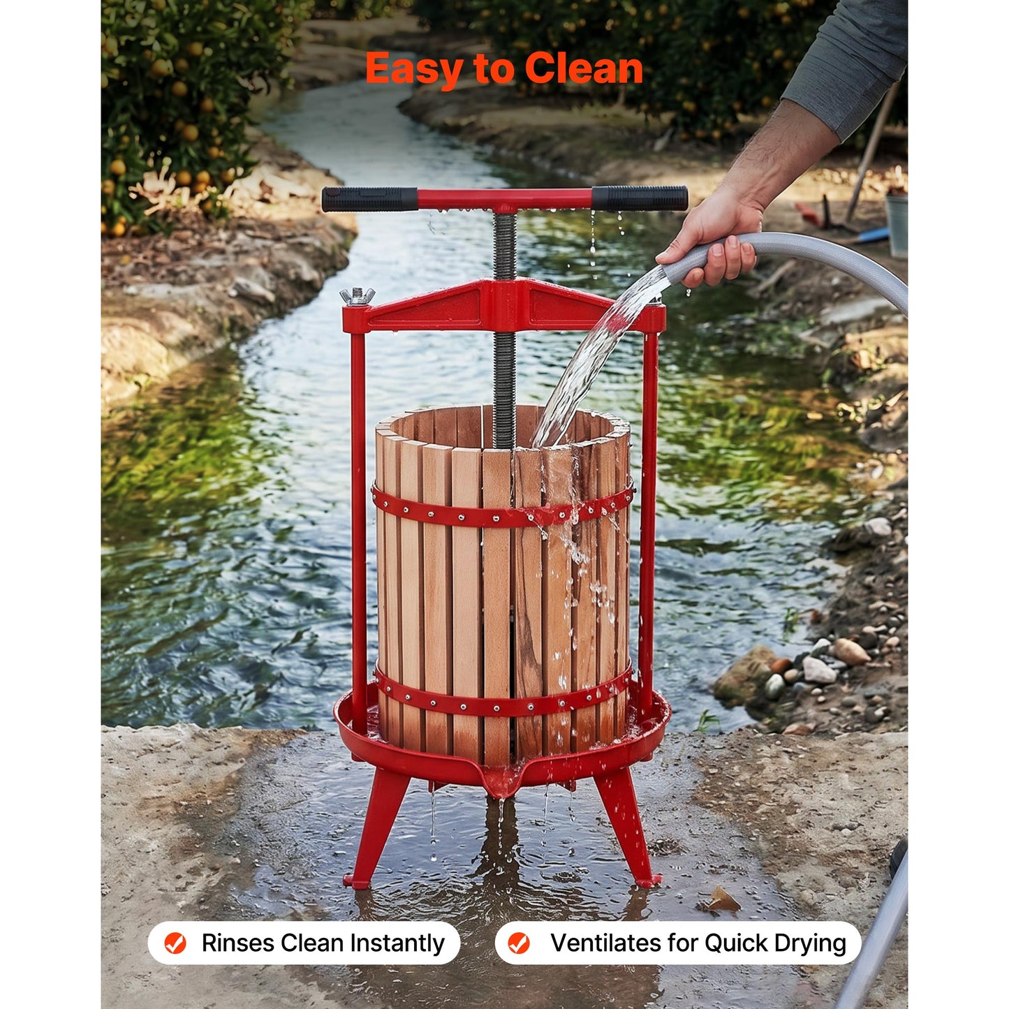 Fruit Wine Press 4.75Gal Manual Juicer with Beech Wood Basket & Filter Bags