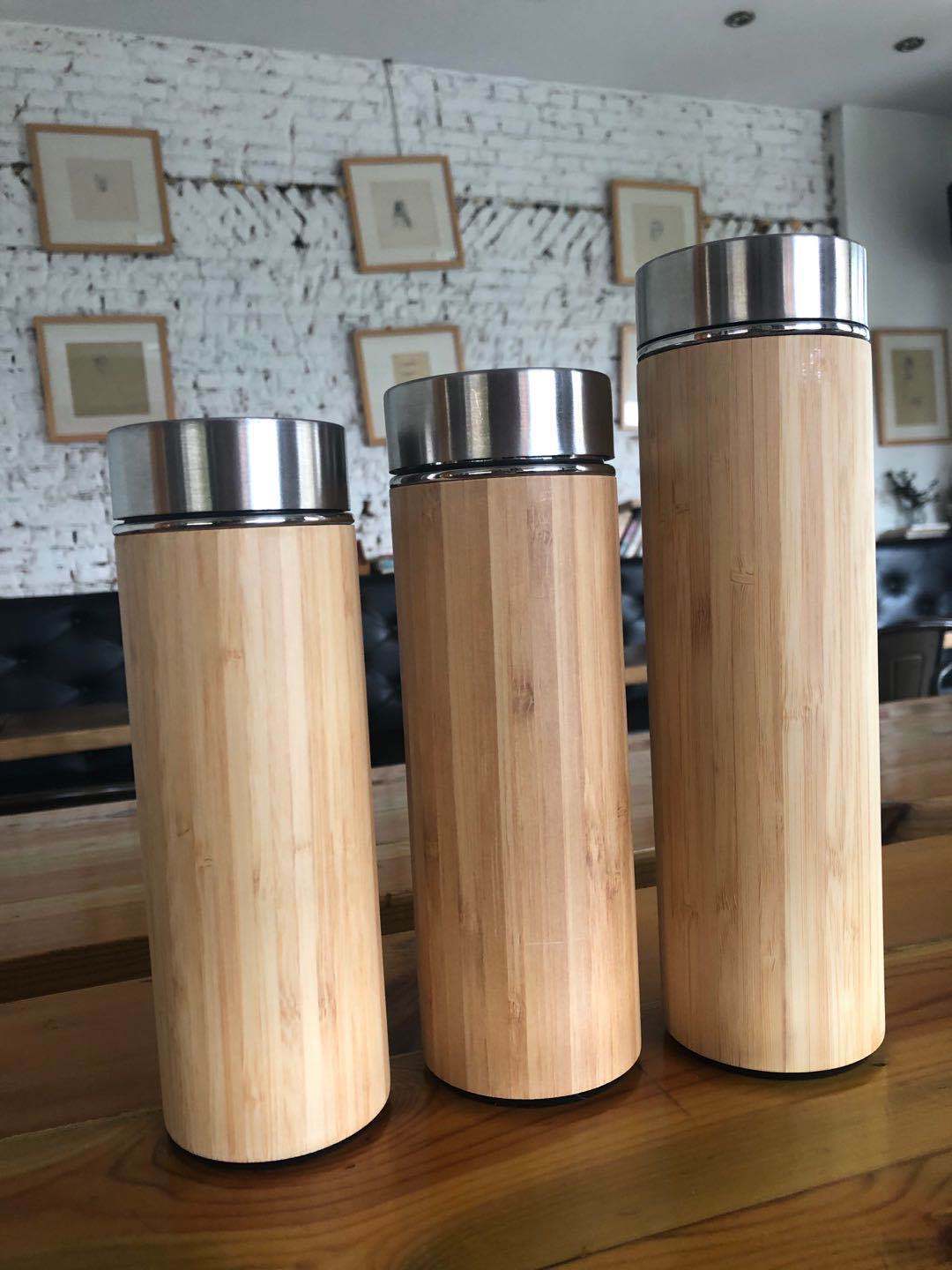 500ml Stainless Steel Bamboo Shell Insulated Water Cup - Tea & Coffee Travel Mug