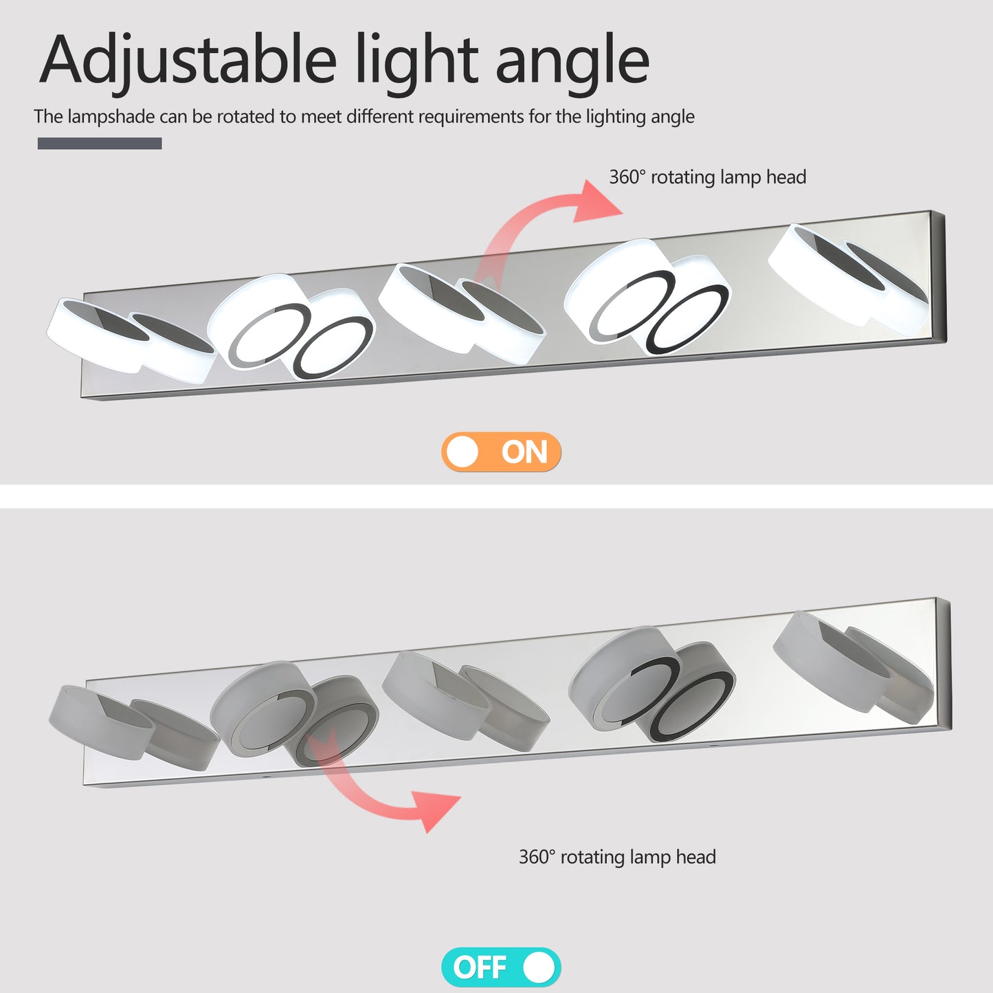 Modern 5-Light LED Vanity Light Fixture - Chrome Finish