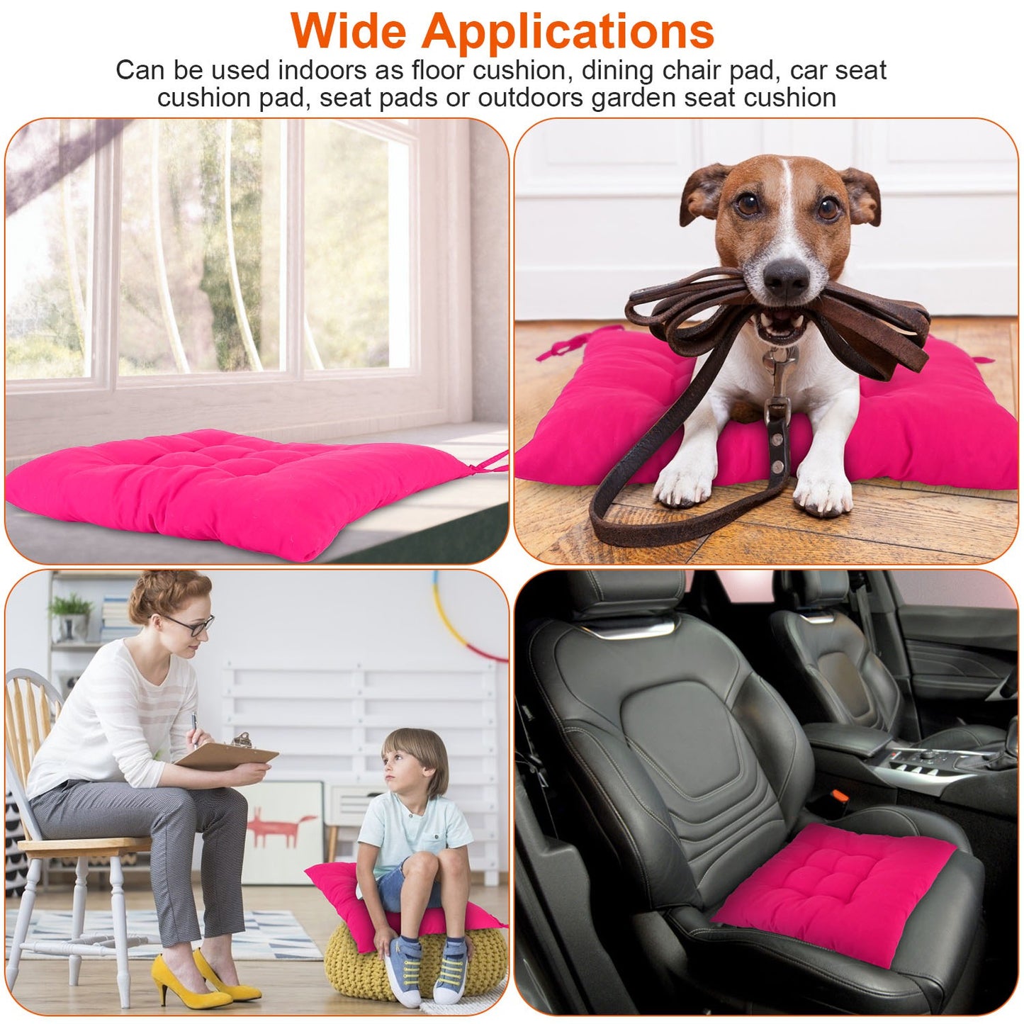 4-Pack Soft Square Chair Cushion Pads - 17.72" for Home & Office