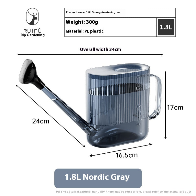 Light 1.8L Garden Watering Can for Flowers and Plants - Green & Gray