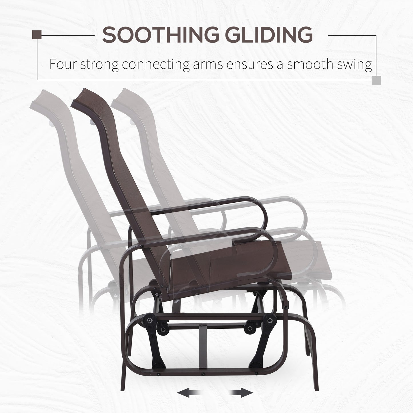 Ergonomic 1-Person Outdoor Glider Swing - Brown, Metal & Mesh