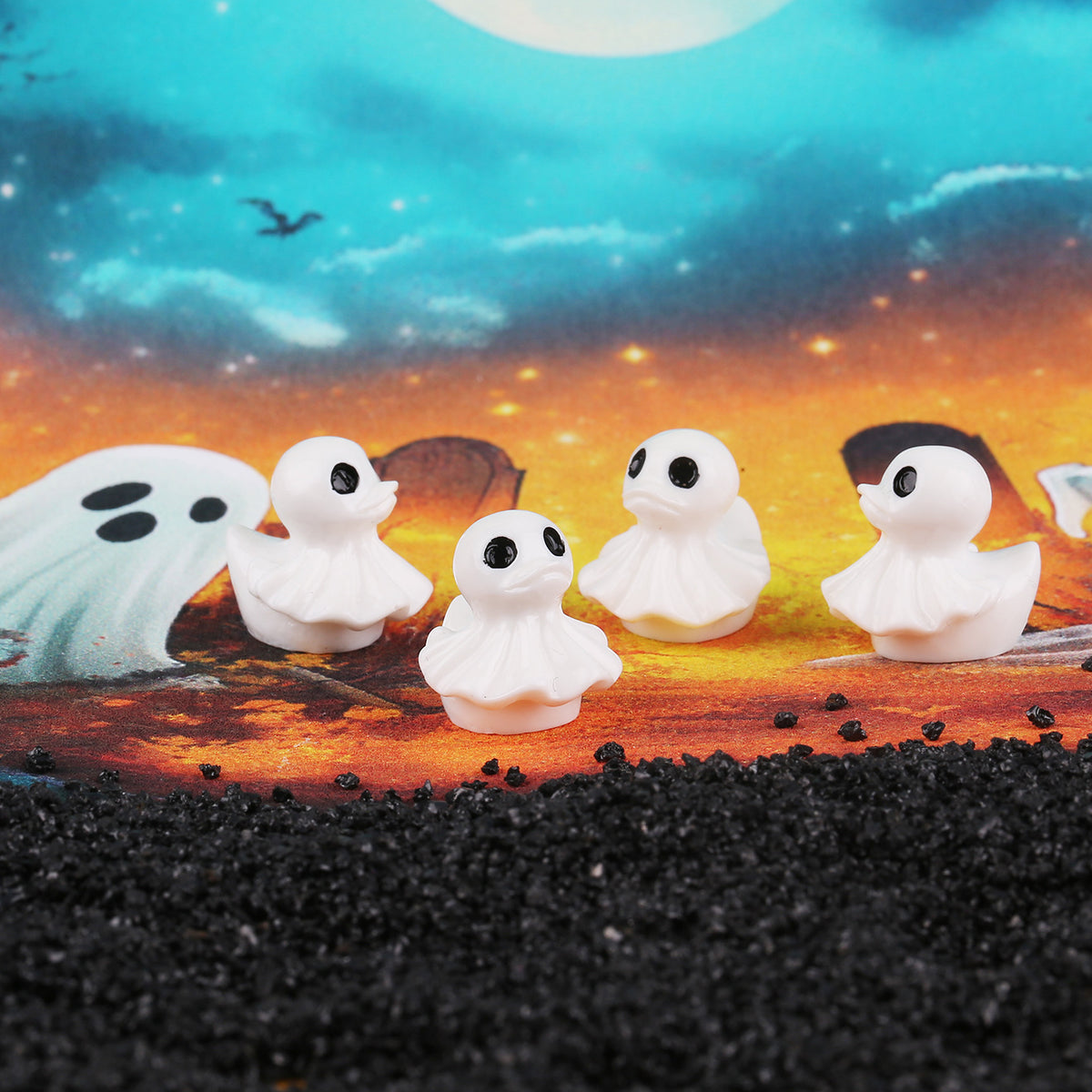 Halloween Ghost Duck Decoration Set - Resin Festive Party Decor