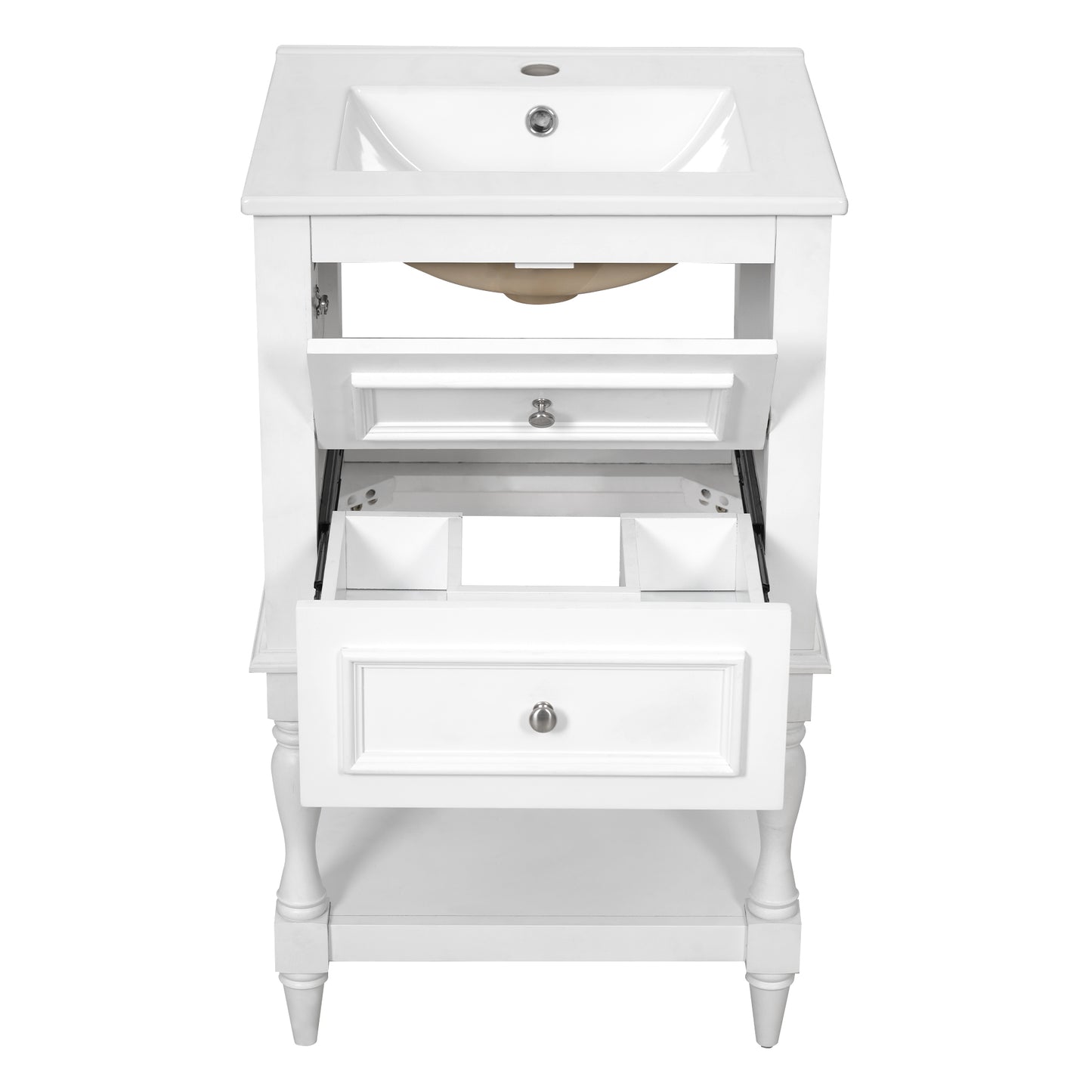 20'' White Bathroom Vanity with Ceramic Sink & Storage Cabinet