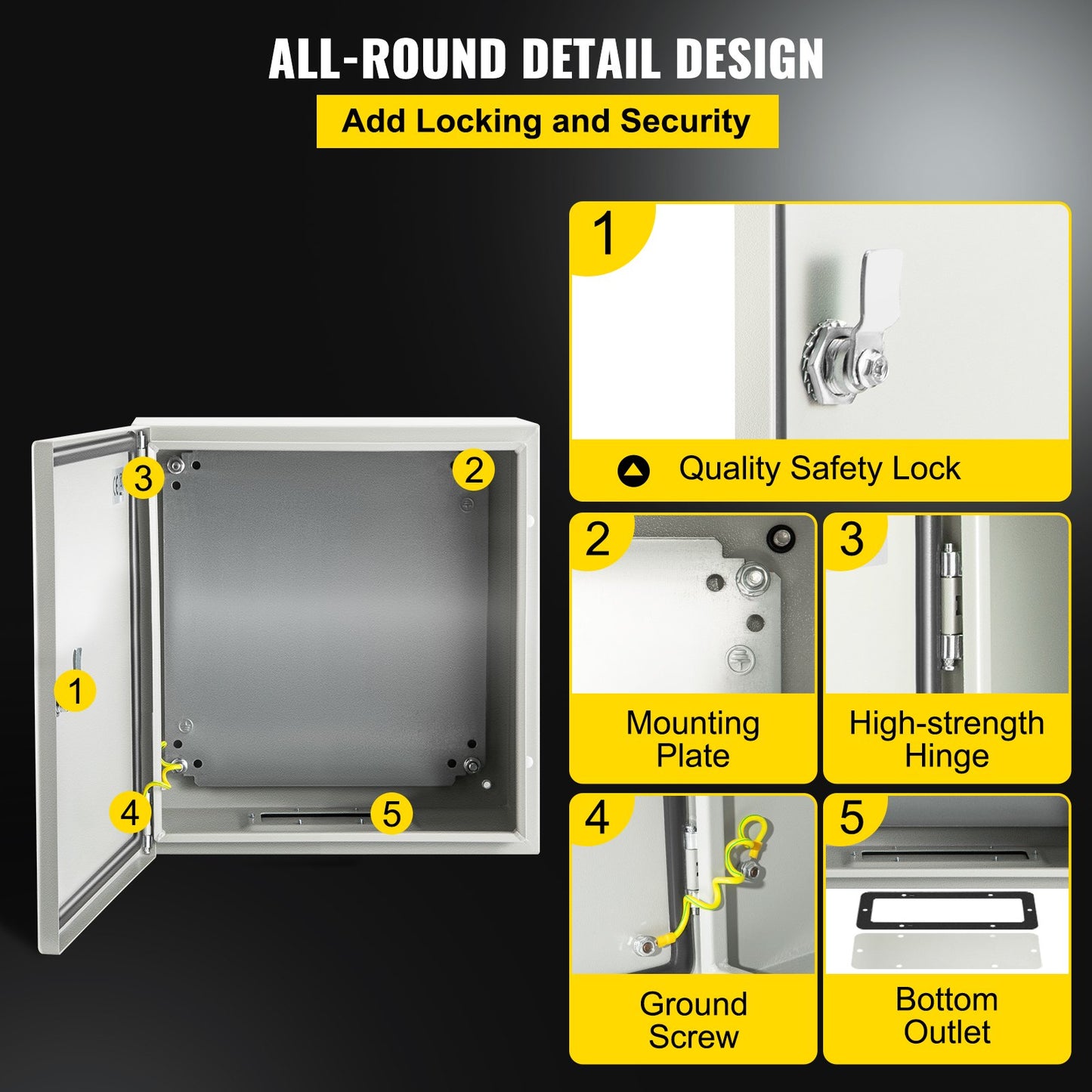 NEMA Steel Electrical Enclosure Box 8x8x6 Inches Waterproof Dustproof Outdoor Indoor