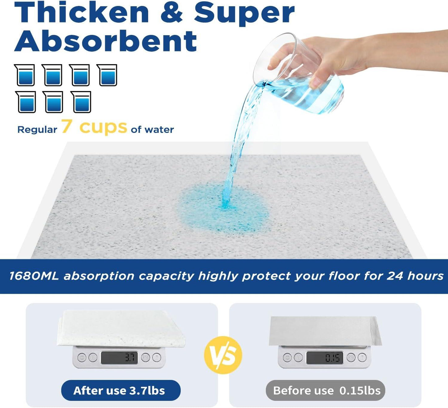 Pet Training Pads 50-Count Leak-Proof 5-Layer Absorbent Puppy & Dog Pads 22 Inch Square