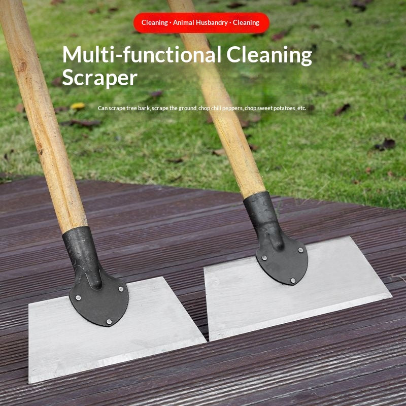 Heavy-Duty Snow and Livestock Manure Scraper with Wooden Handle - Multiple Sizes
