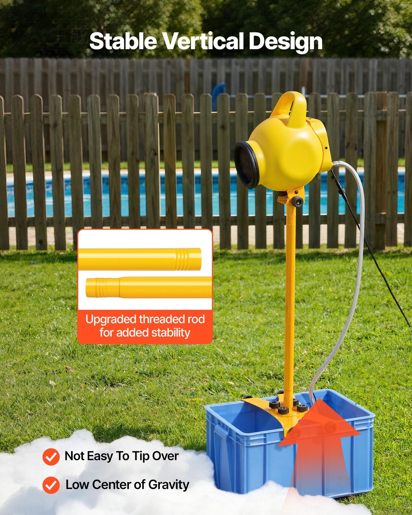 Adjustable Foam Cannon for Parties - Bubble Maker with 37QT Water Tank, Vertical Design