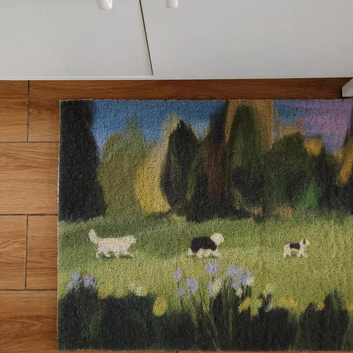 Non-slip Door Mat with Wire Edge - Modern Hallway Rug in Green 40x60cm-80x120cm