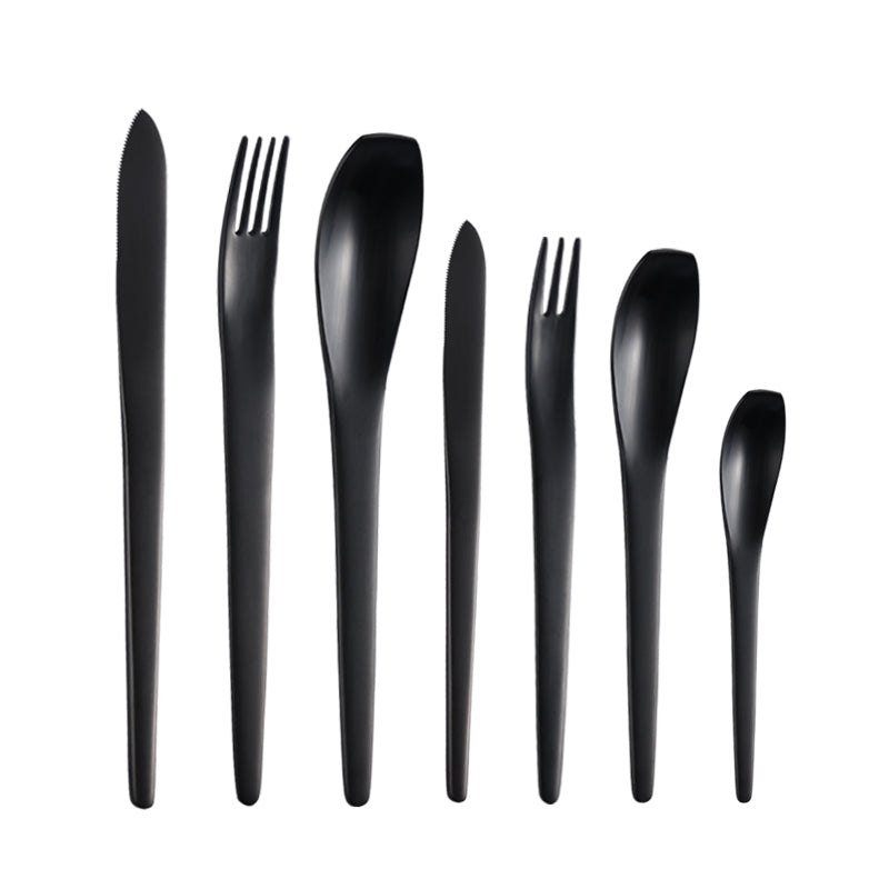 Ins Style Black Brushed Stainless Steel Cutlery Set - Multiple Styles
