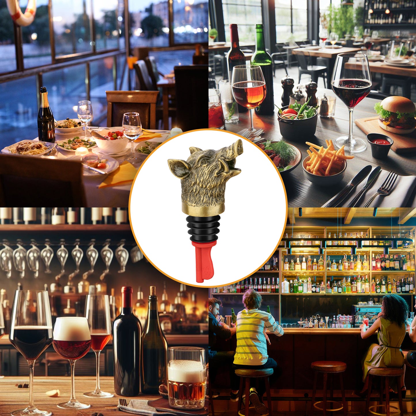 Wild Boar Head Wine Pourer - Vacuum Sealing Wine Stopper
