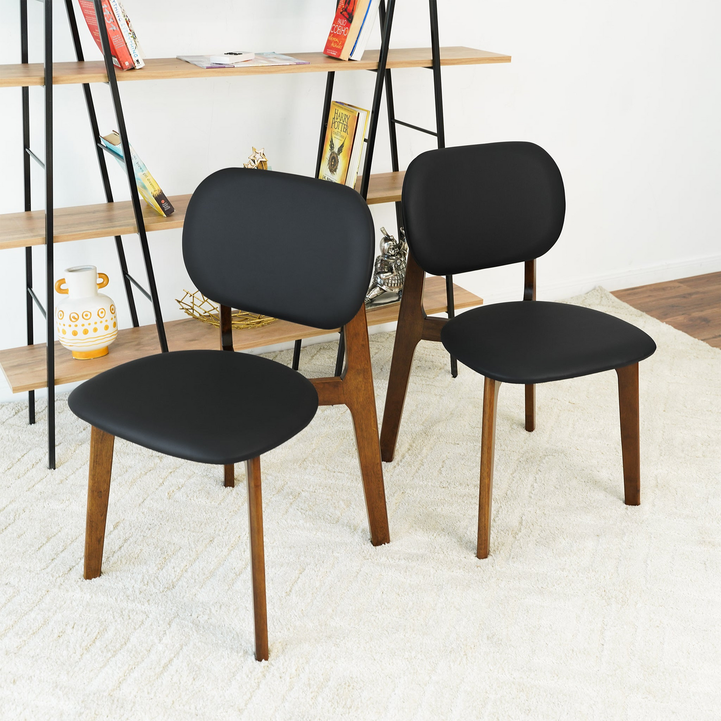 Kelsey Black Leather Dining Chair Set Of 2 18.1 W X 21.1 D 31.7 H