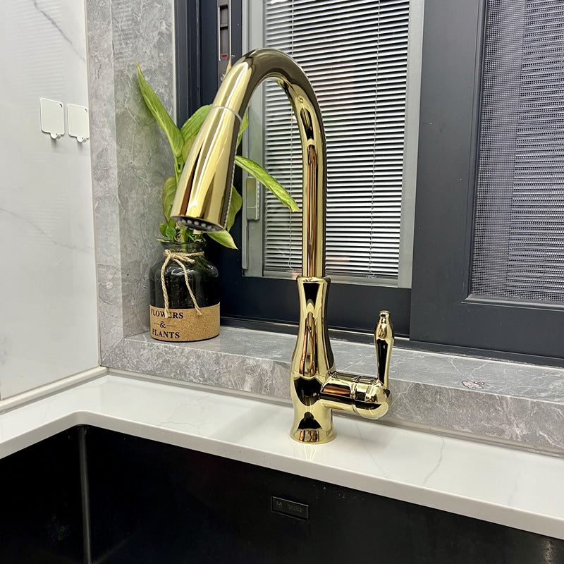 Copper Pull-Out Kitchen Faucet - Retro Classic Style, Multiple Finishes