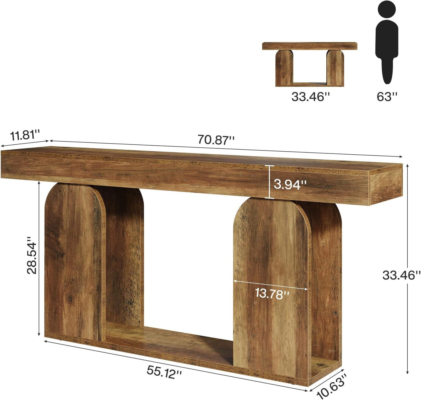 Rustic Brown Console Table - Versatile Hallway & Sofa Table