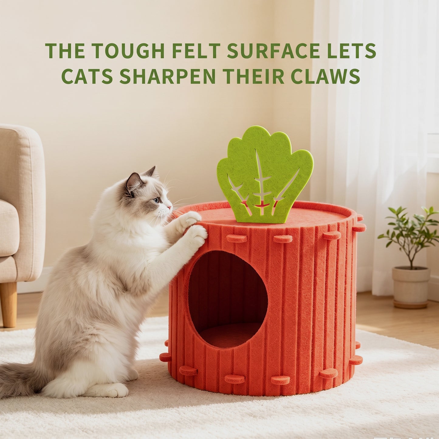 Felt Radish Pet House - Cozy Shelter for Small Pets in Red
