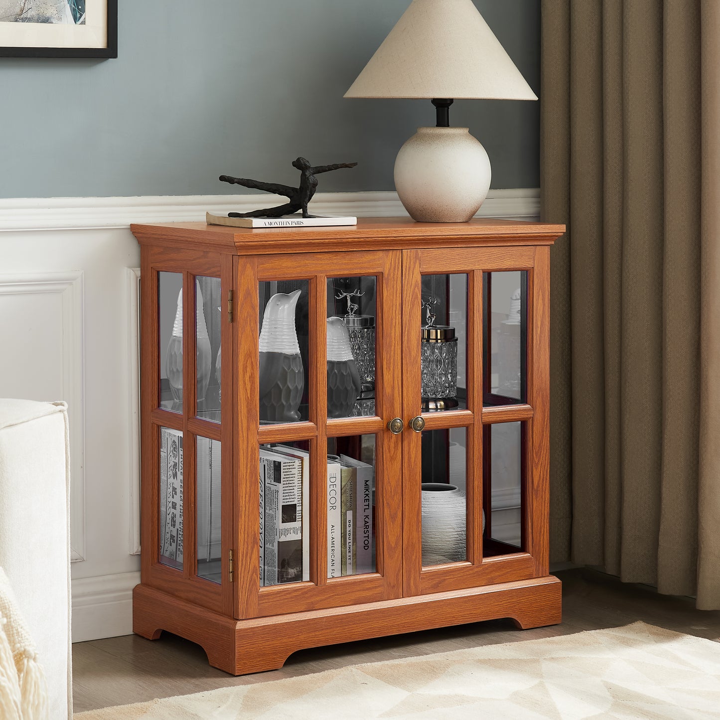 LED Curio Display Cabinet,Antique Cabinet With Adjustable