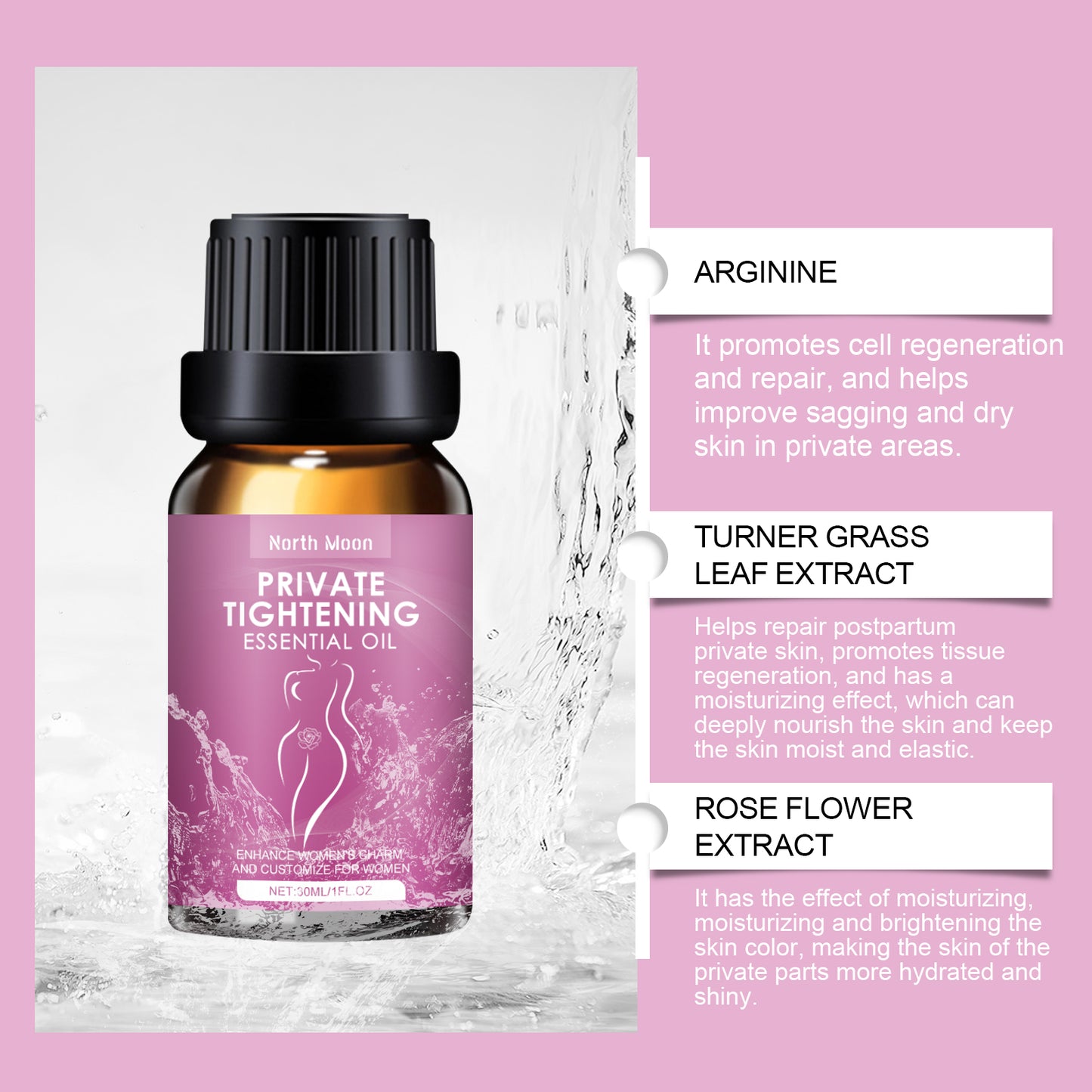 Intimate Moisturizing Massage Oil for Women with Ginkgo & Vitamin E, 30ml