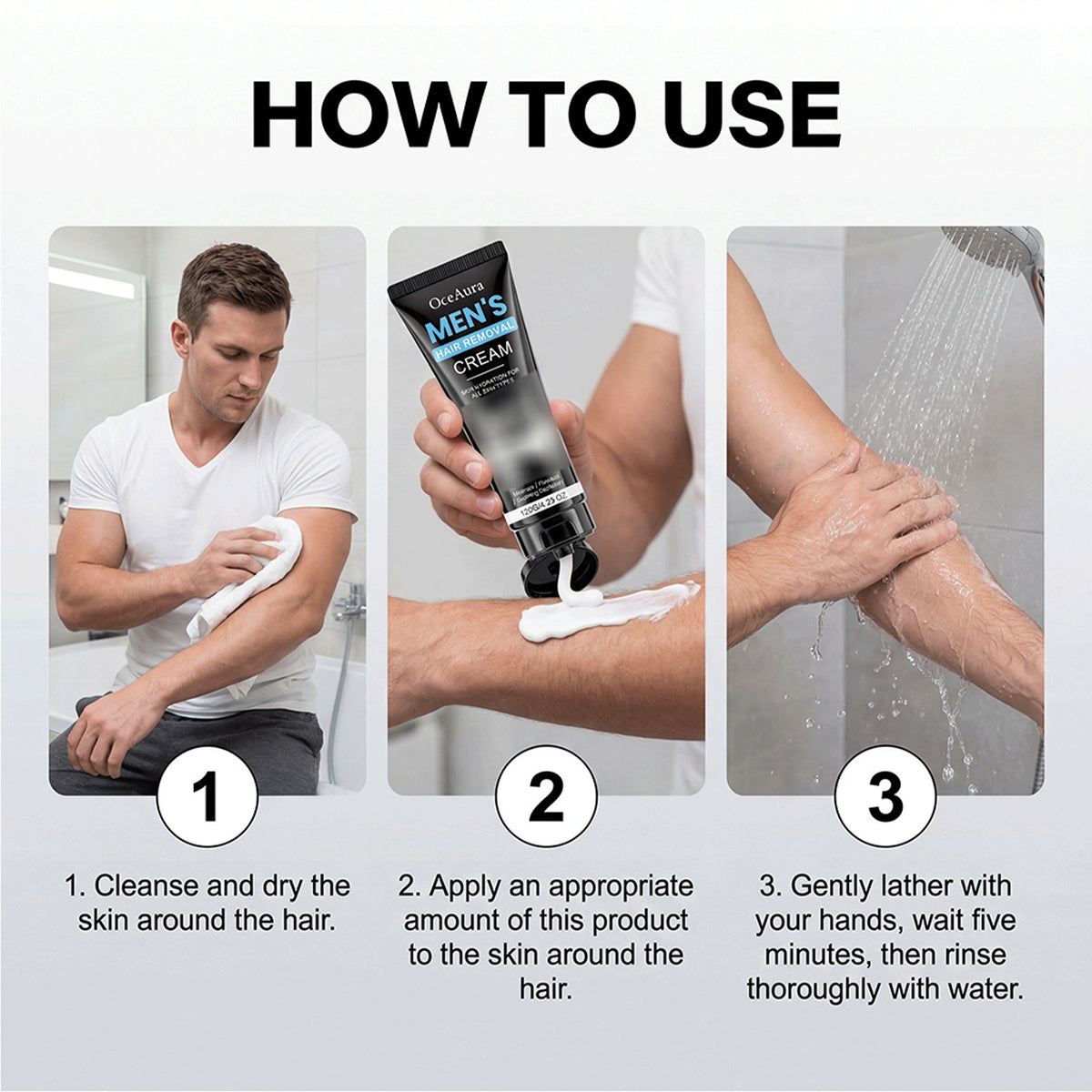 Men's Hair Removal Cream 120G - Gentle Depilating Skin Care