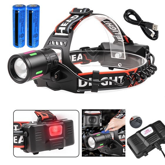 Rechargeable LED Headlamp with Zoom, 3 Lighting Modes & USB-C Power