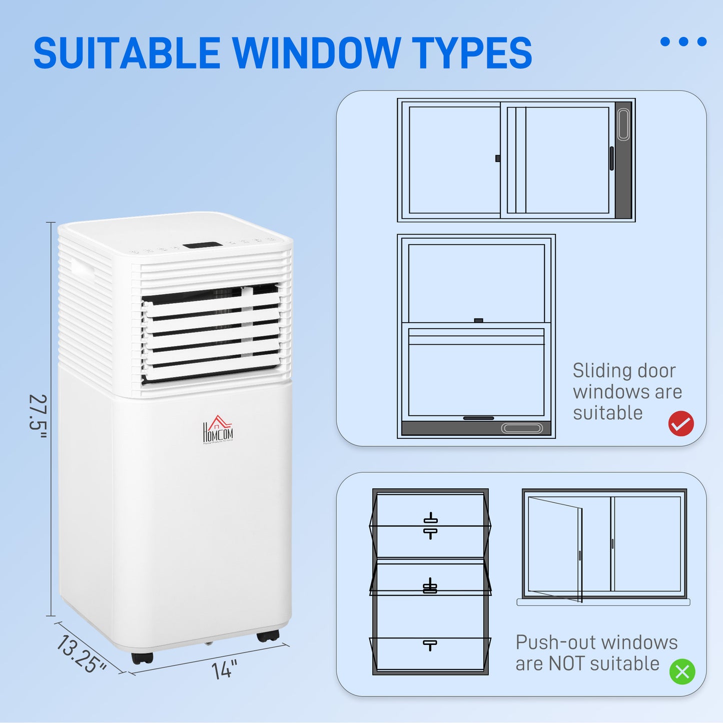 Portable 8000 BTU Air Conditioner with Remote, Dehumidifier & Timer - White