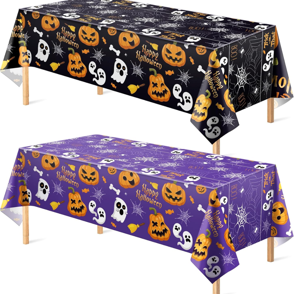 Disposable Halloween Plastic Tablecloth Set - 2 Pack