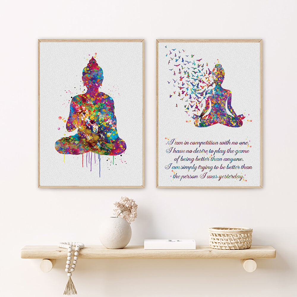 Meditation Canvas Wall Art - Abstract Buddha Home Decor, Frameless