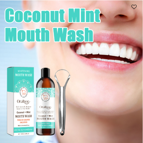 Coconut Mint Whitening Mouthwash for Fresh Breath and Oral Care