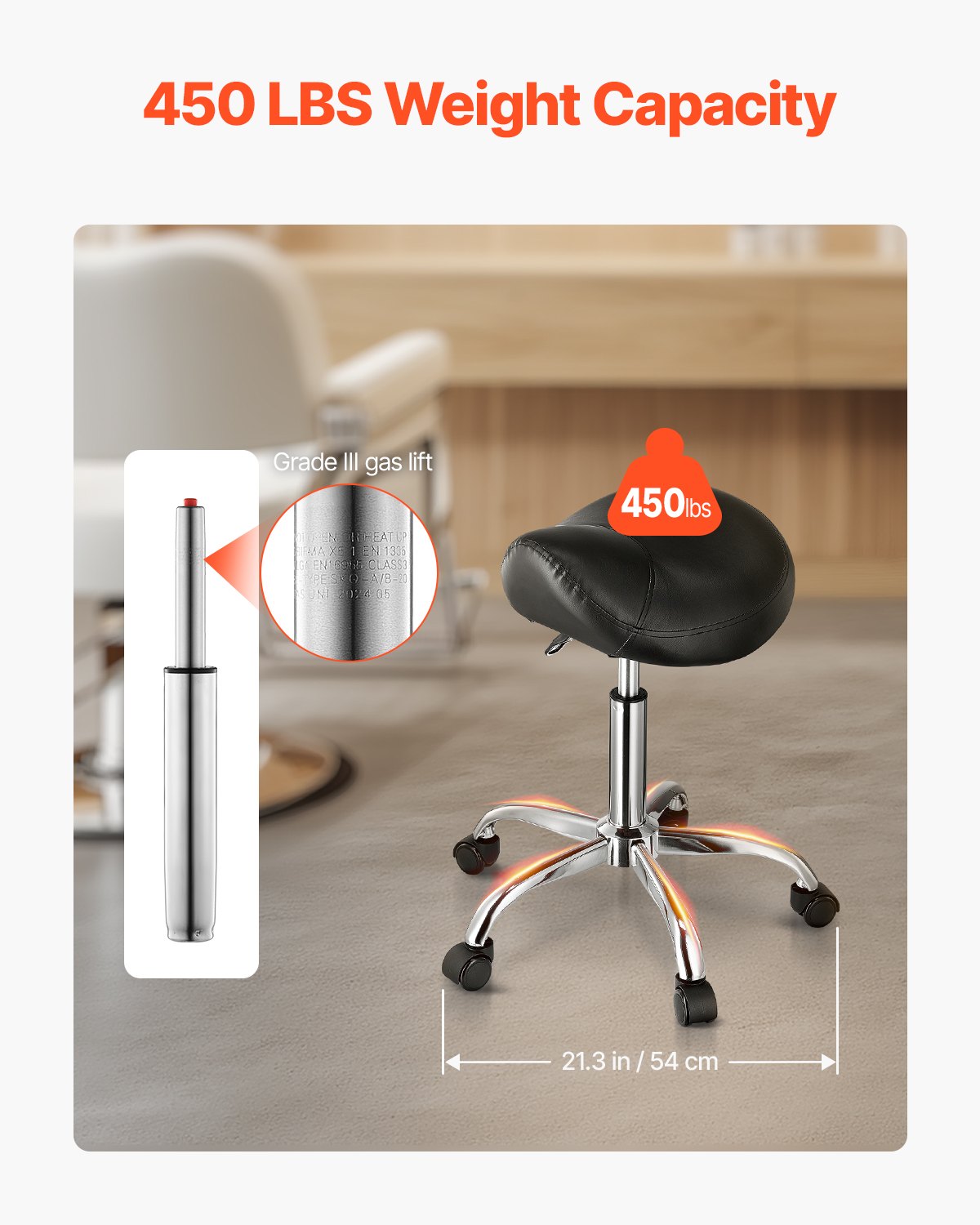 Ergonomic Saddle Stool with Wheels - Height Adjustable Black