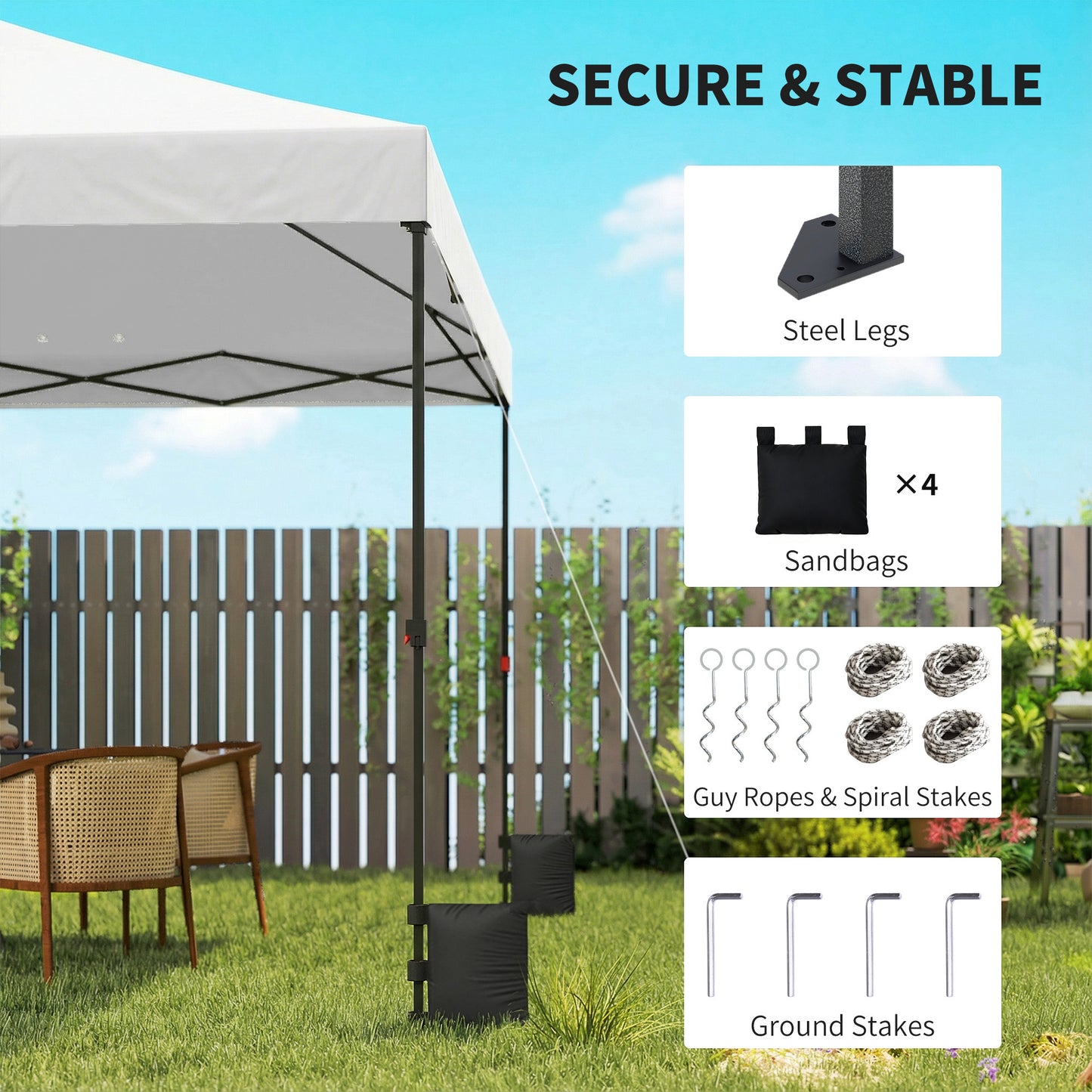 10x10 ft Pop Up Canopy Tent with Instant Setup - White