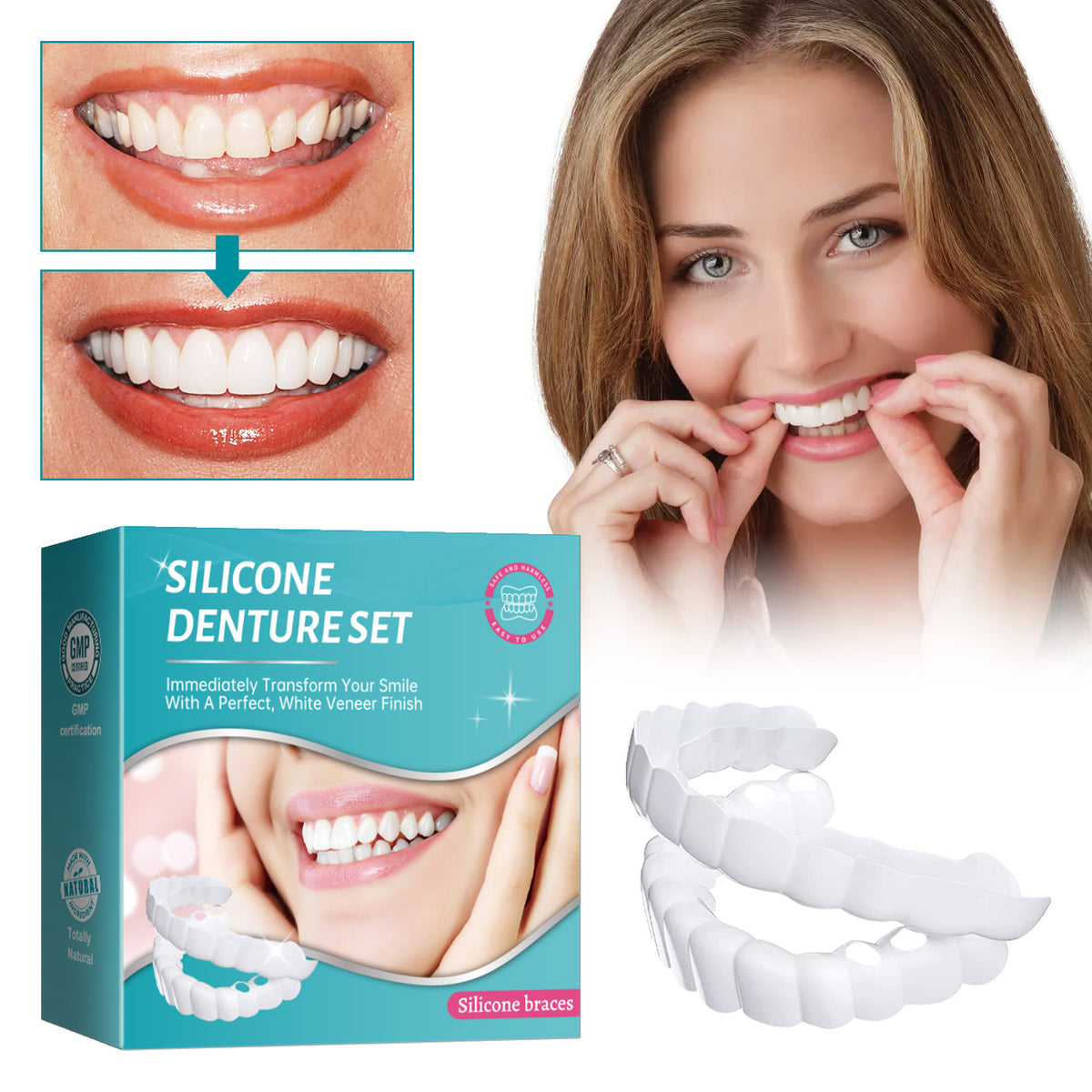 Silicone Simulation Dentures Whitening Smile Brightening White