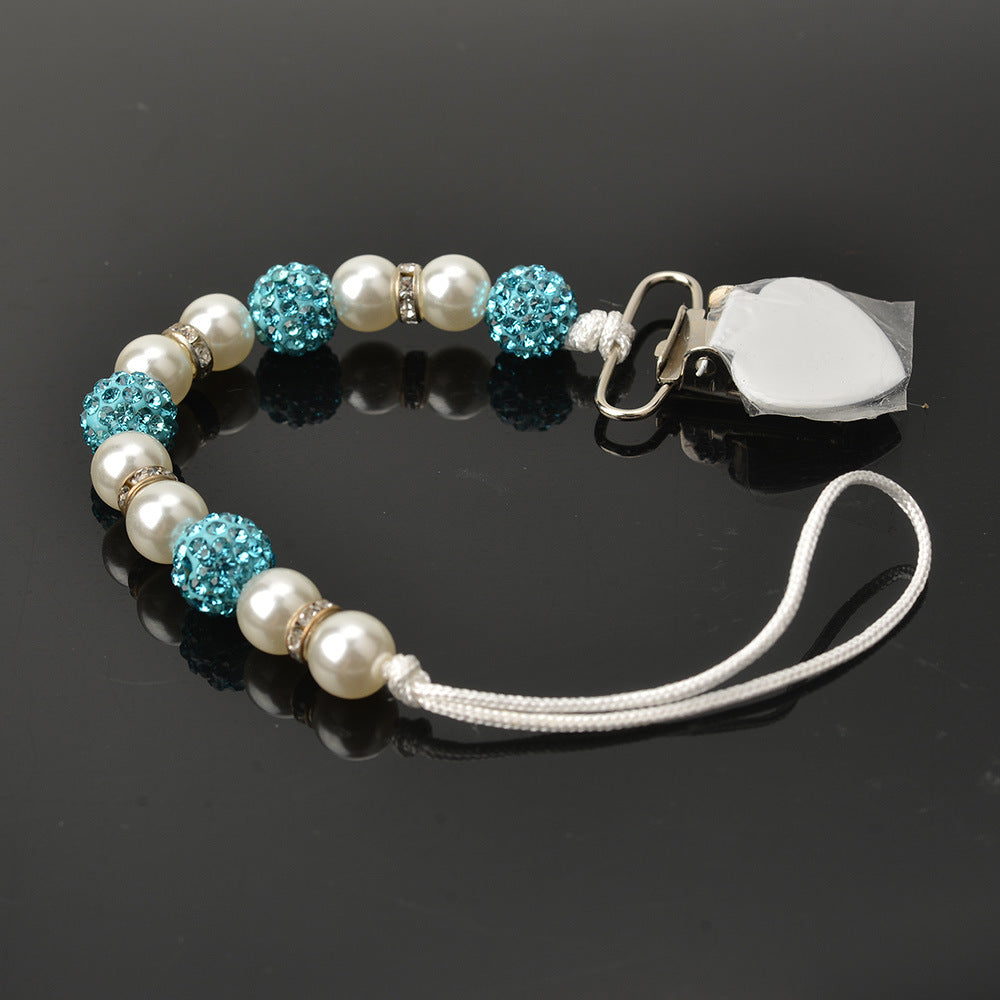 Baby Pacifier Drop-Preventing Chain Clip - Pearl Style, Multiple Colors