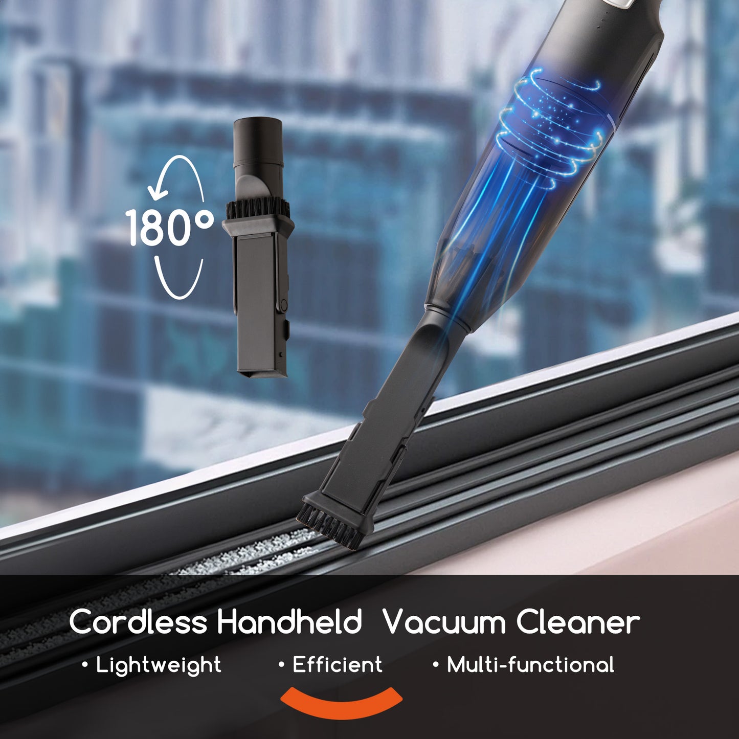 Cordless Handheld Vacuum Cleaner with 2-Level Suction - Black