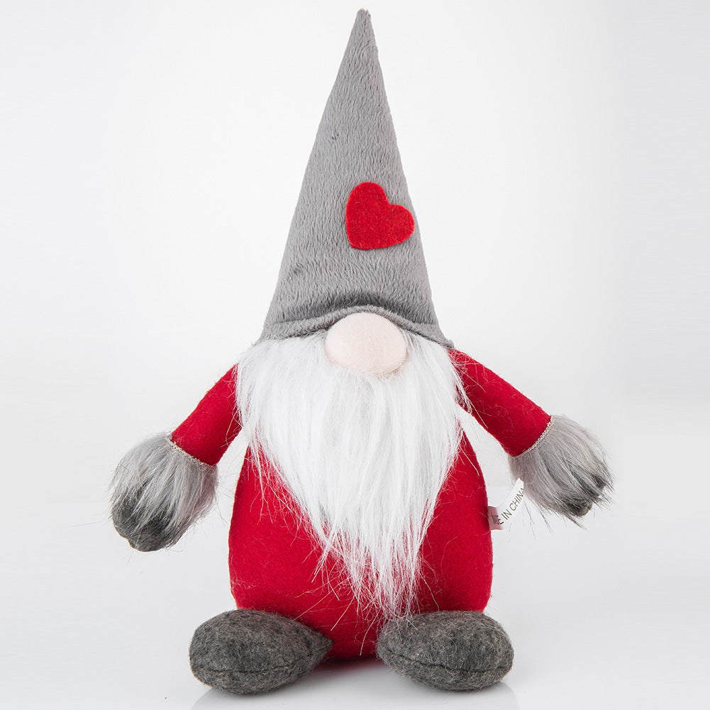 Festive Elf Doll Christmas Holiday Decor Faceless Elderly Cloth Doll