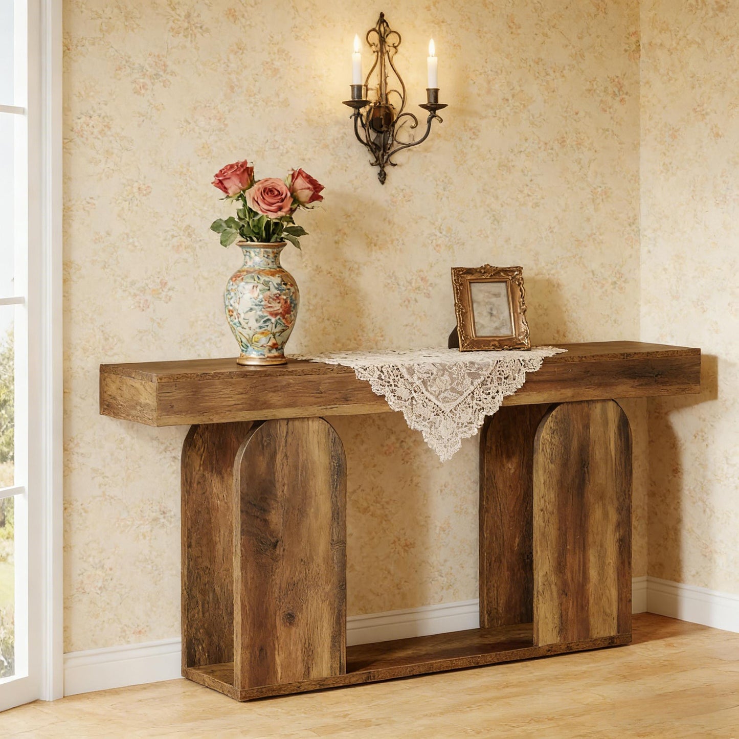 Rustic Brown Console Table - Versatile Hallway & Sofa Table