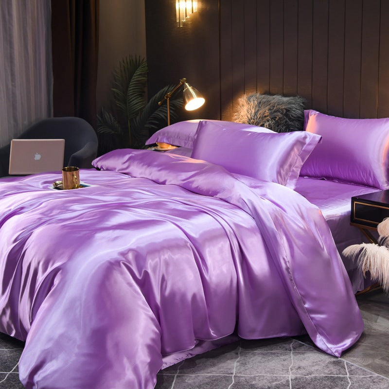 Double-Sided Silk Quilt Cover Set - Four-Piece Bedding Decor