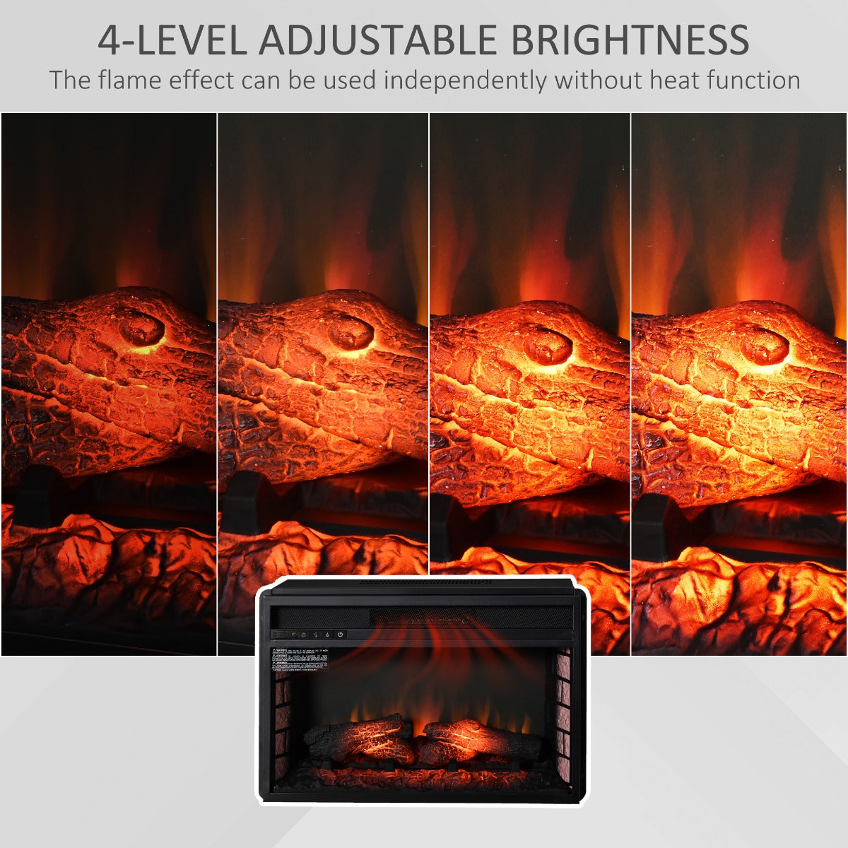 27-Inch Electric Fireplace Insert with Realistic Log Flame, Remote, 1400W Black