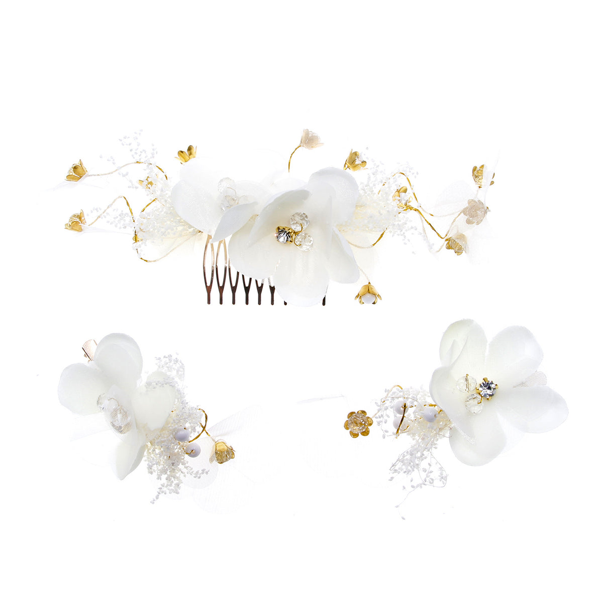 White Hair Comb Set of 3 - Japanese Style