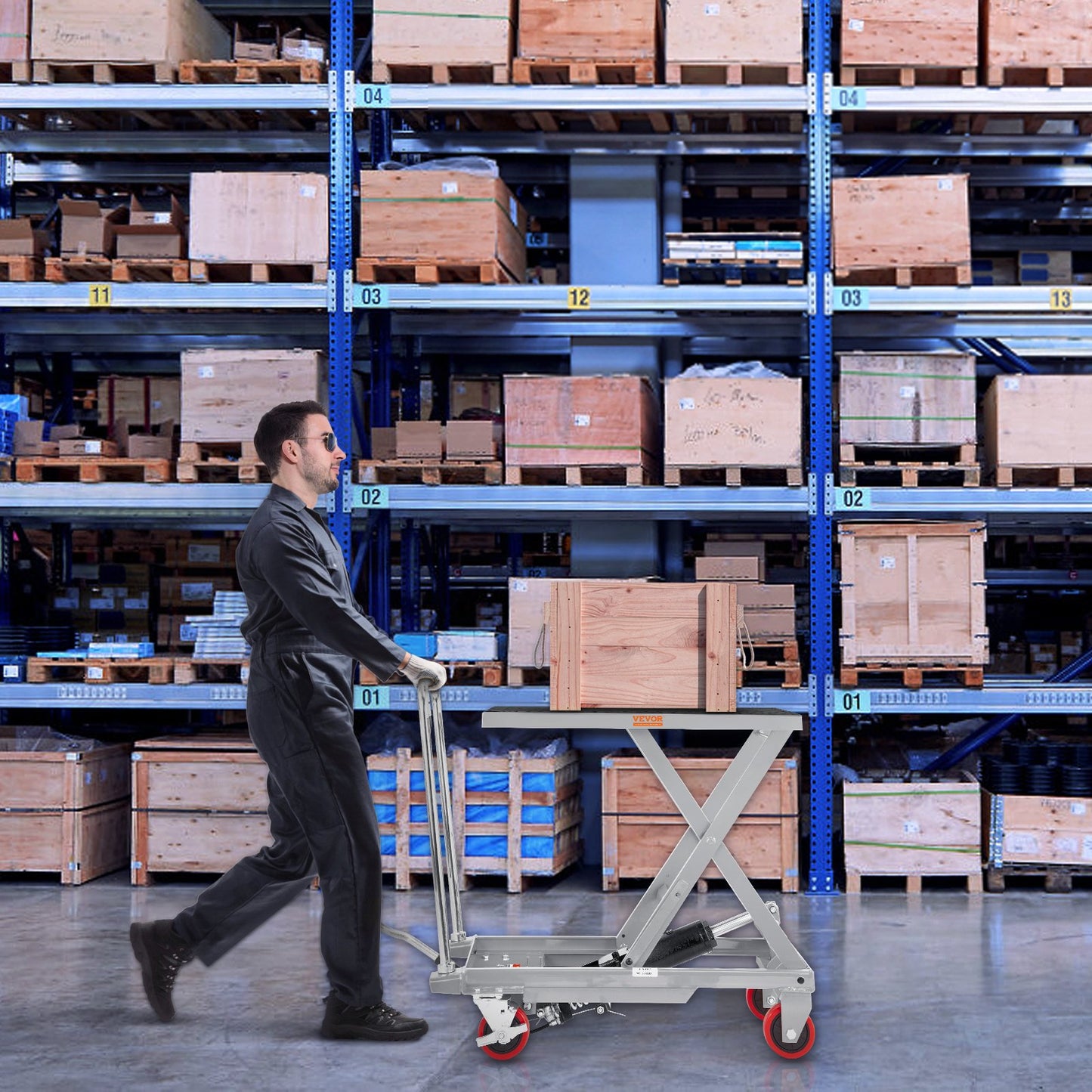 Hydraulic Lift Table Cart 500 lbs Capacity, 28.5-Inch Height, Gray Material Handling Cart