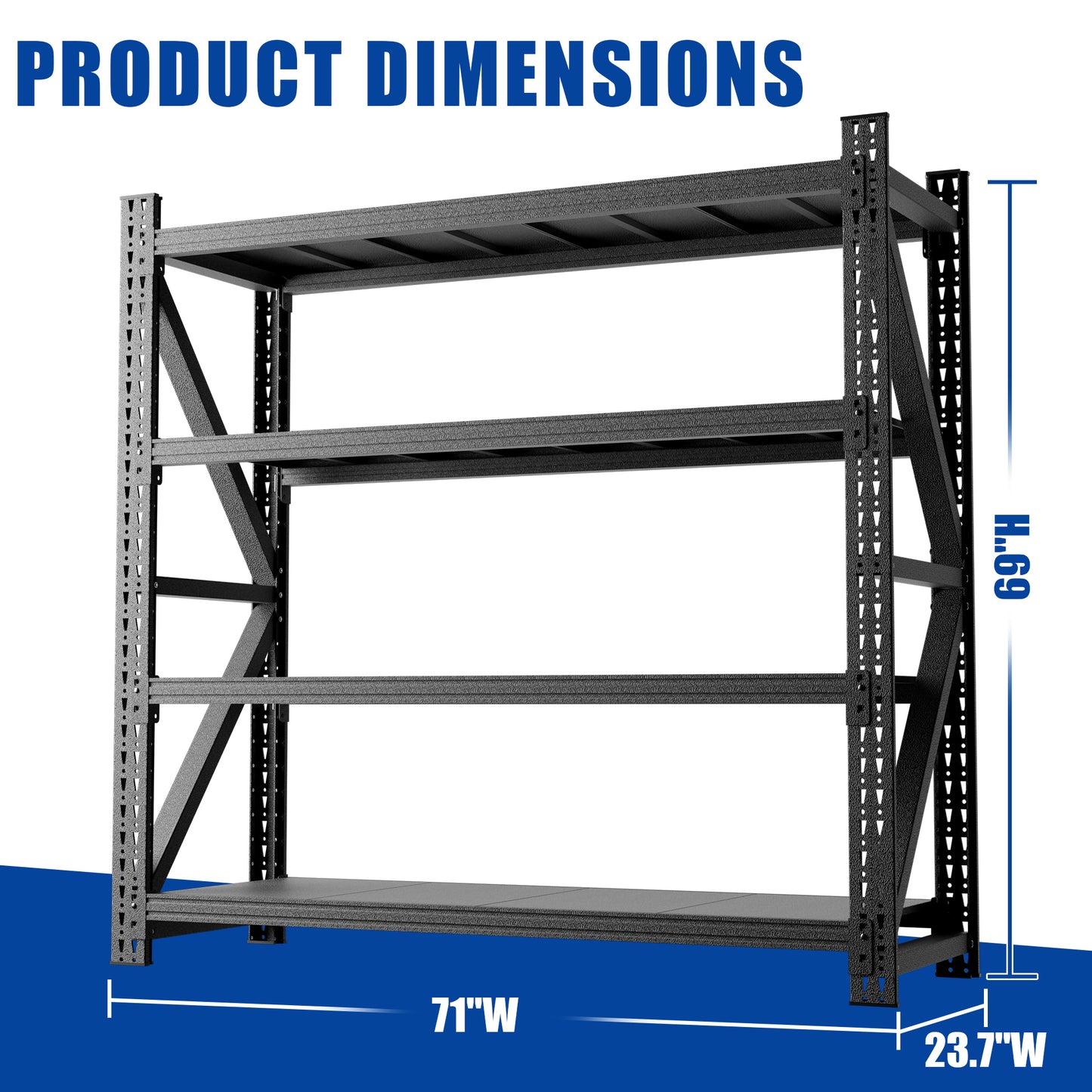 5000LBS Industrial Shelving For Warehouse, Heavy Duty Metal