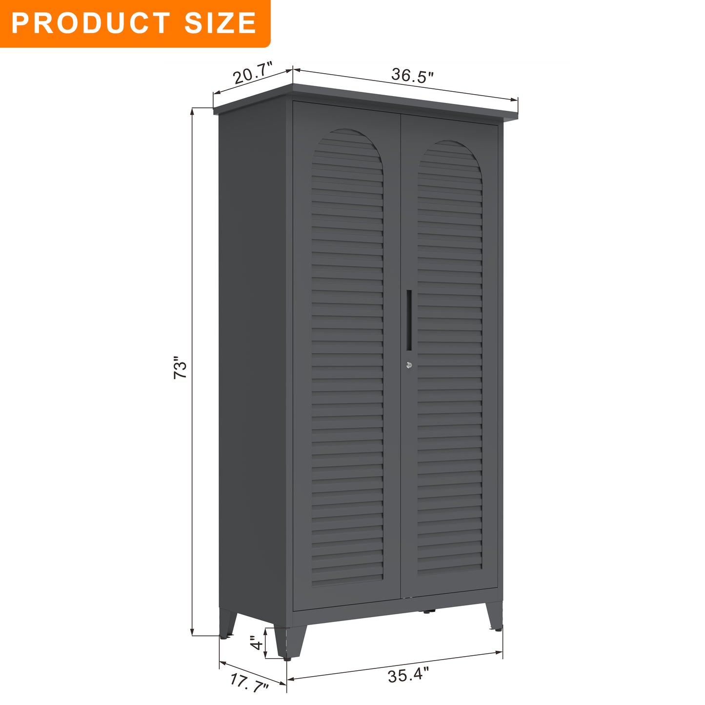73'' Tall Metal Tool Storage Cabinet - Slate Finish