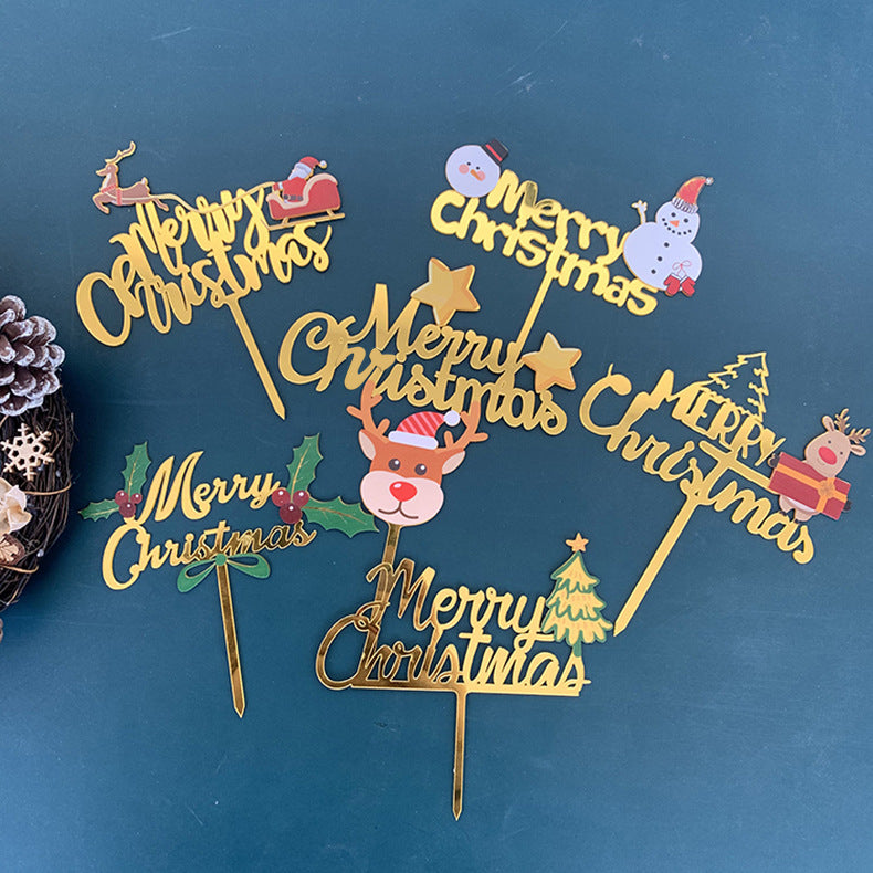 Snowman Cake Decoration Set for Festive Baking - Acrylic, 12cm