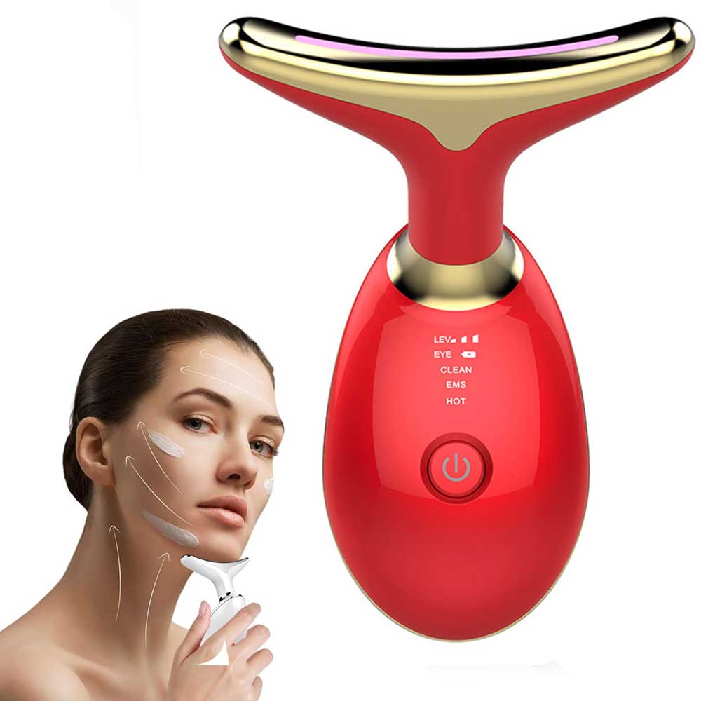 LED Neck and Face Massager, Facial Sculpting Tool with Vibration