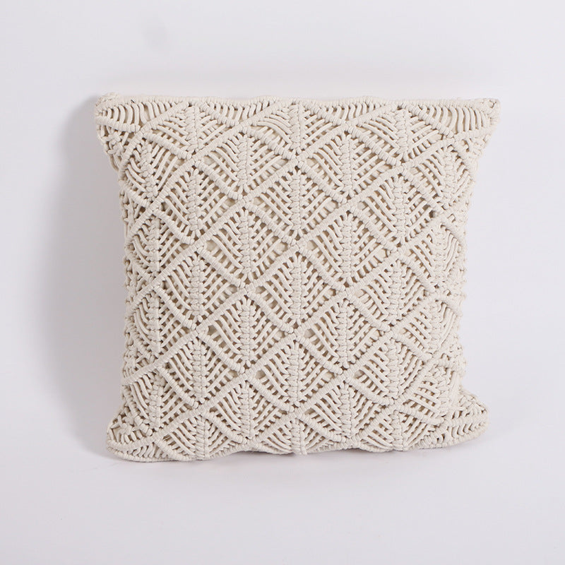 Hand-Woven Braid Rope Tassel Pillow 45x45cm Home Decorative Cushion