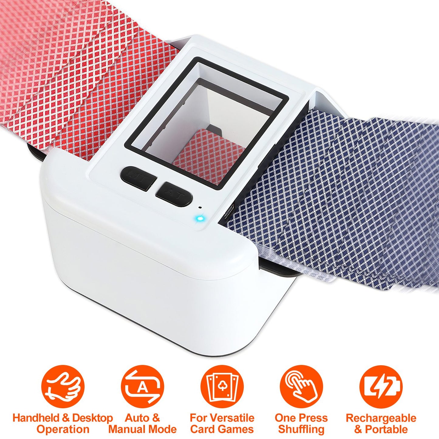 Rechargeable Automatic Card Shuffler - 2 Decks, Auto & Manual Modes