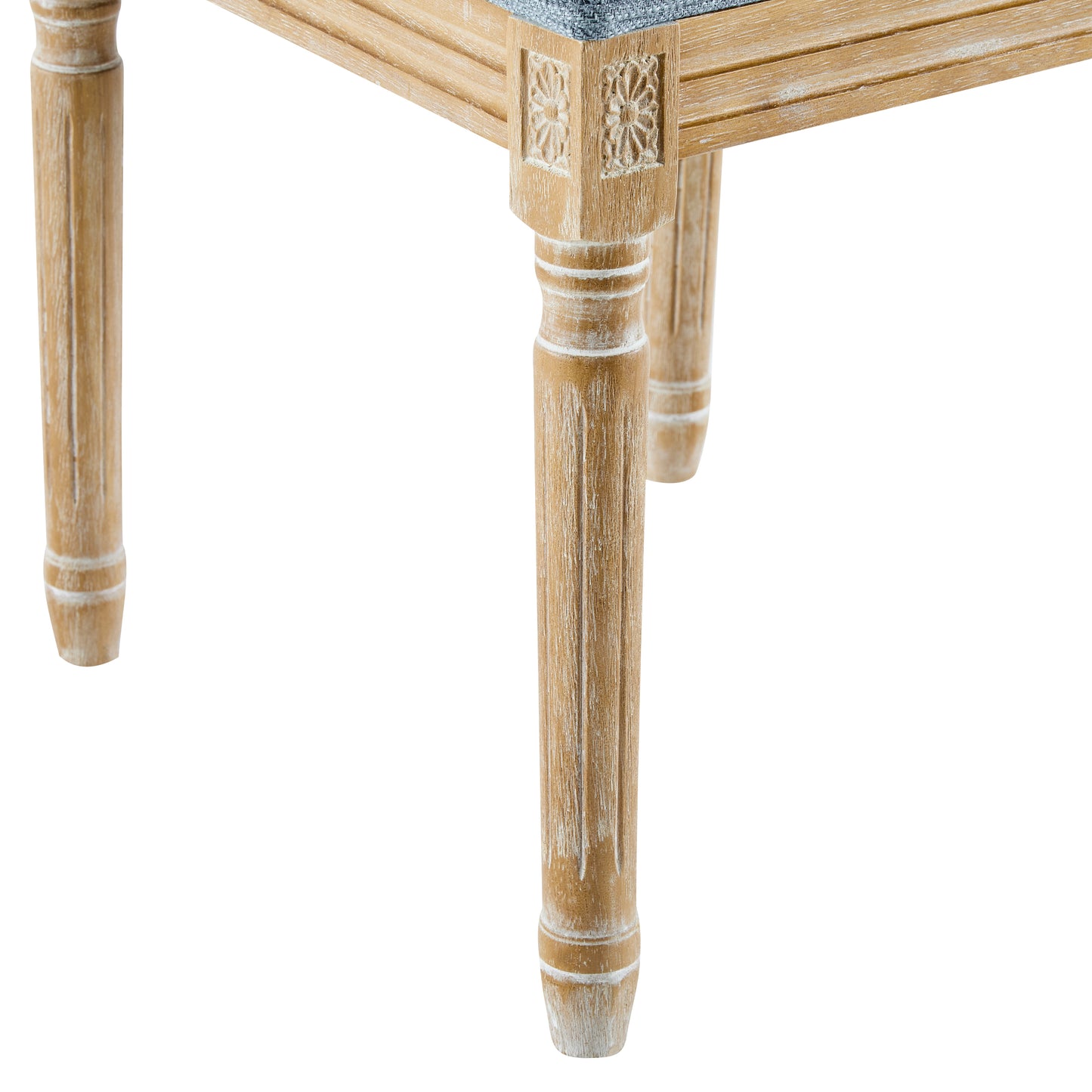 Set of 6 French Country Dining Chairs - Slate Blue Upholstered Seat
