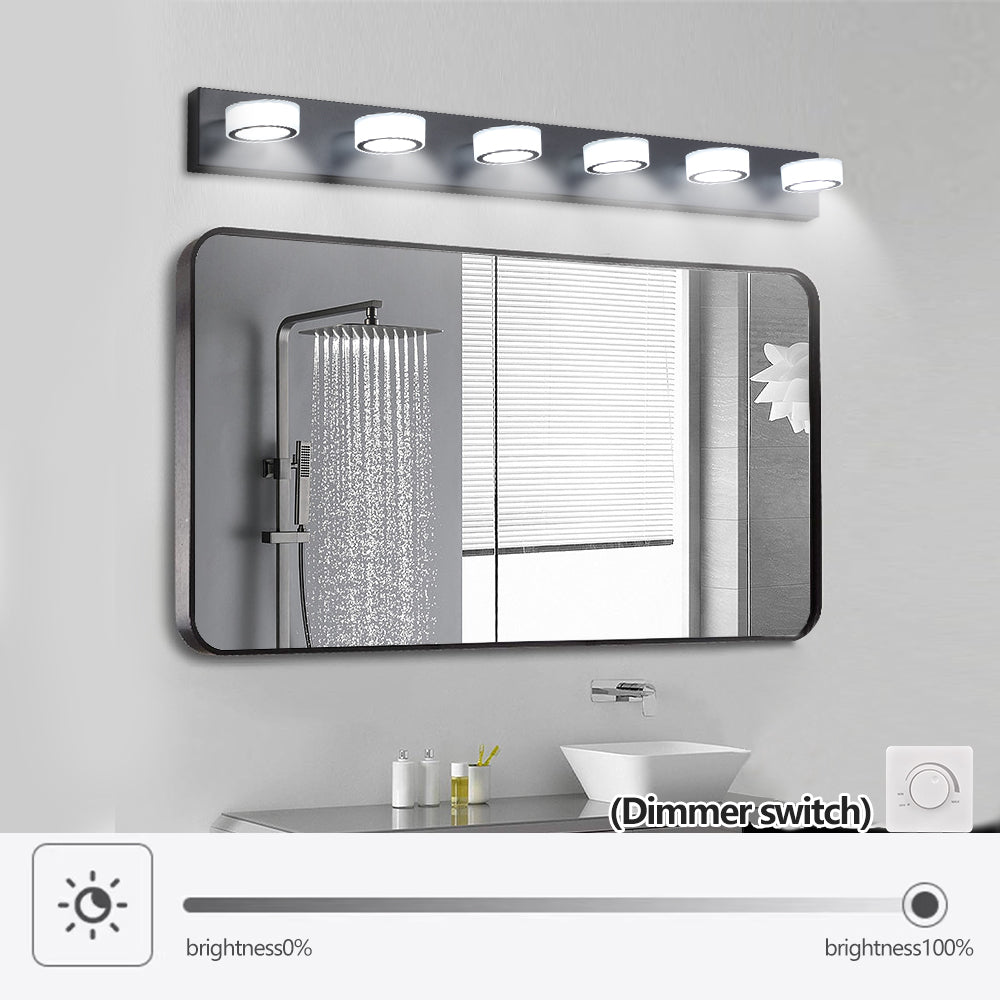 36W Dimmable 6-Light LED Vanity Light Fixture - Black