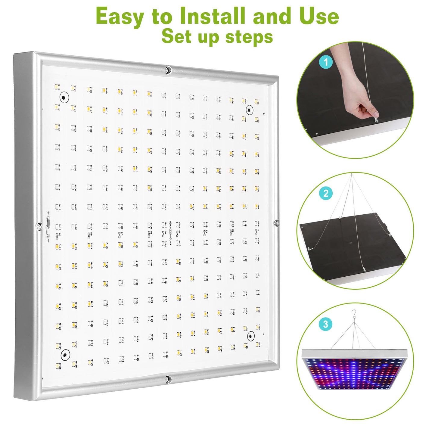 Full Spectrum LED Grow Light - 225 LEDs Indoor Plant Lamp for Herbs Vegetables & Flowers